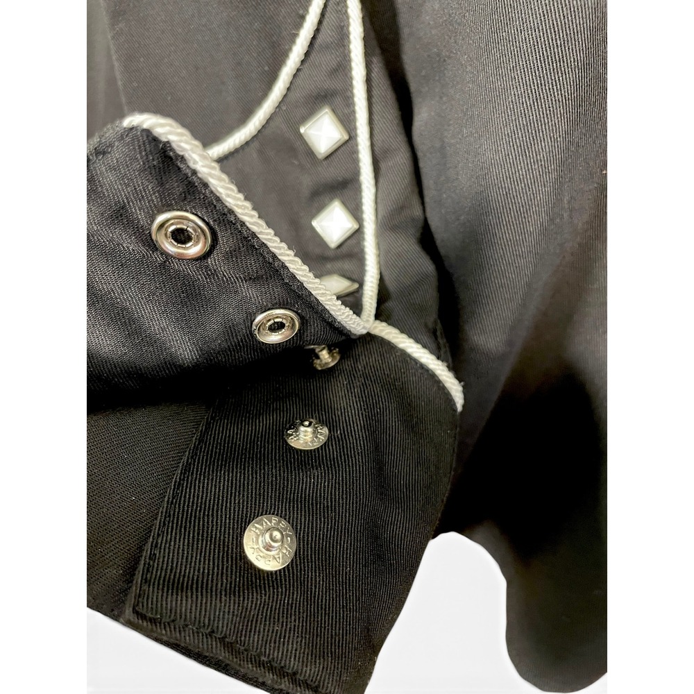 Vtg 70s Panhandle Slim Mens L Black Western Shirt Rodeo Cowboy Happy Pearl Snaps - Picture 9 of 16